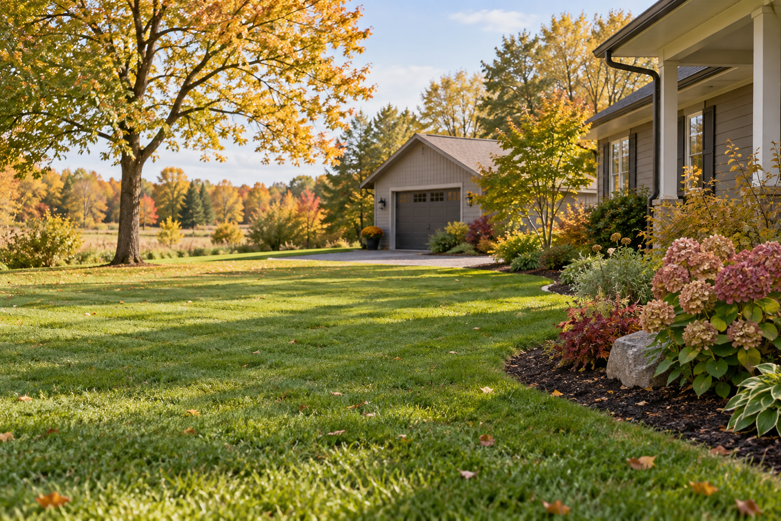 Illustrative image of a cared-for yard in autumn